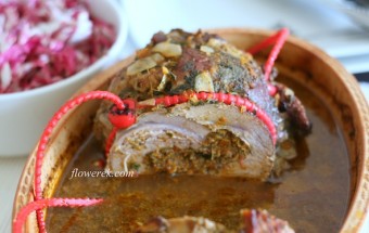 Schweinerollbraten mit Majoransauce