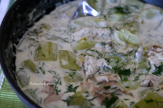 Schmorgurken mit Fisch