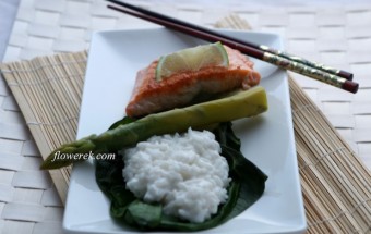 Grüntee Lachs und Kokosreis