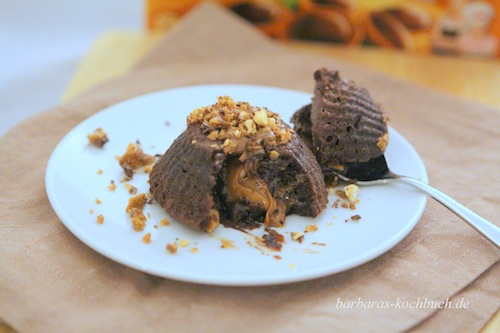 Schokokuchen mit flüssigen Kern und Toffifee-Füllung
